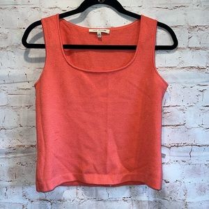 St John Shirt Womens Petite Pink Coral Sweater Tank Top Wide Scoop Neck